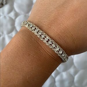Women Bracelet silver color with crystals beads elegant classic party casual